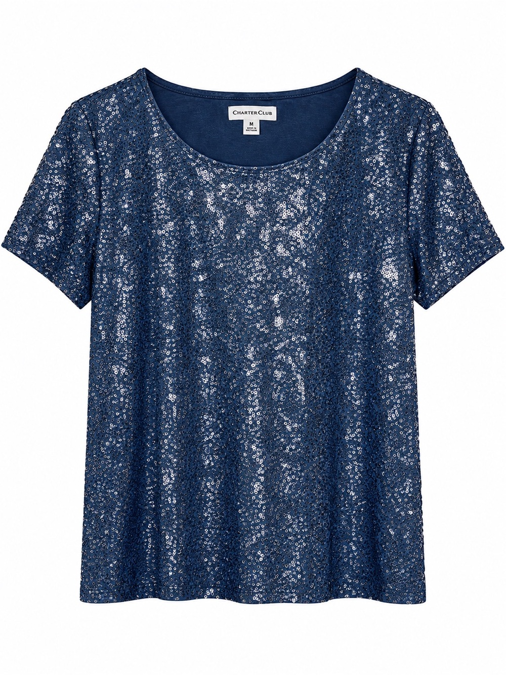 Emily Daniels Women’s XXL Metallic Foil Short Sleeve Stretch Knit Top